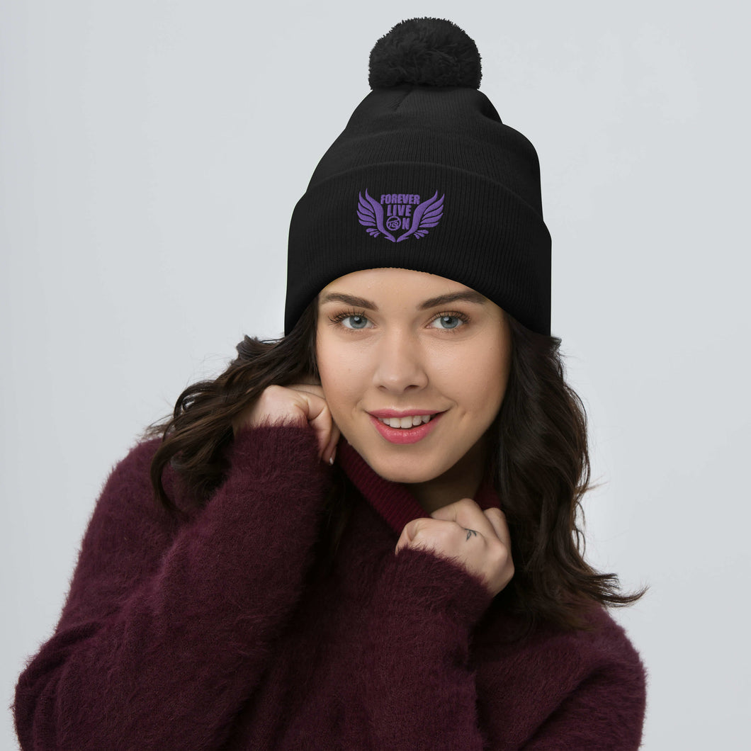 FLO Wings Pom-Pom Beanie (Purple)