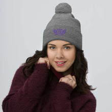 Load image into Gallery viewer, FLO Wings Pom-Pom Beanie (Purple)