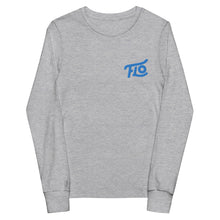 Load image into Gallery viewer, FLO Youth Long Sleeve Tee (Embroidered Aqua/Teal)