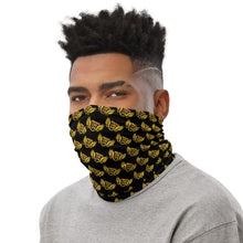 Load image into Gallery viewer, FLO Black &amp; Gold Neck Gaiter Mask