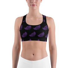 Load image into Gallery viewer, FLO Black &amp; Purple Sports Bra