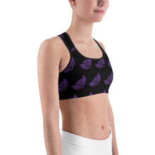 Load image into Gallery viewer, FLO Black &amp; Purple Sports Bra