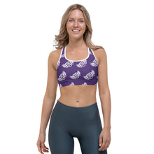 Load image into Gallery viewer, FLO Purple &amp; White Sports Bra