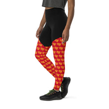 Load image into Gallery viewer, FLO Sports Leggings (Black, Red &amp; Gold Edition)