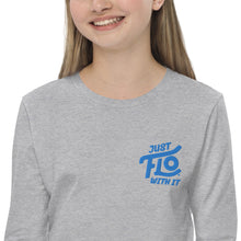 Load image into Gallery viewer, FLO Youth Long Sleeve Tee (Embroidered Aqua/Teal)