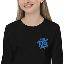 Load image into Gallery viewer, FLO Youth Long Sleeve Tee (Embroidered Aqua/Teal)