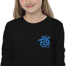 Load image into Gallery viewer, FLO Youth Long Sleeve Tee (Embroidered Aqua/Teal)