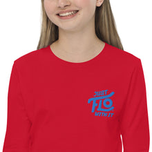 Load image into Gallery viewer, FLO Youth Long Sleeve Tee (Embroidered Aqua/Teal)