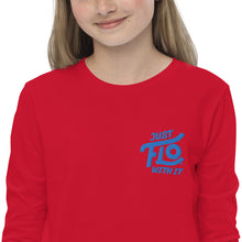 Load image into Gallery viewer, FLO Youth Long Sleeve Tee (Embroidered Aqua/Teal)