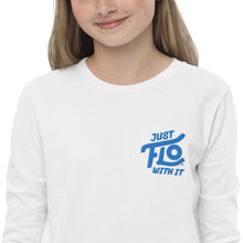 Load image into Gallery viewer, FLO Youth Long Sleeve Tee (Embroidered Aqua/Teal)